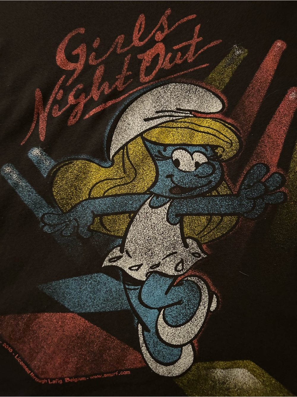 Junk Food Clothing Retro Rare 80s Black “Night Out' Smurfette Graphic Tee
